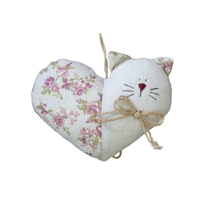 Мягкая игрушка Гранд Презент Котенок-сердце Белая с розовым (hub_PTtE14635)