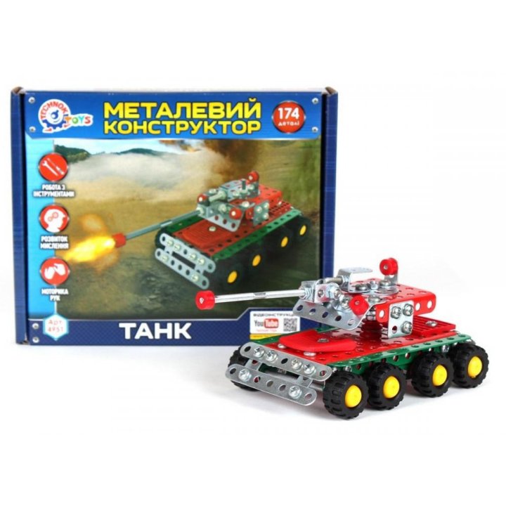 Конструктор металлический Technok Танк 174 элемента (T17400)