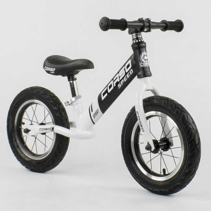 Велобег детский с надувными колёсами "CORSO" Black/White (86923)
